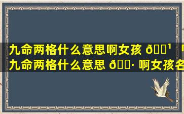 九命两格什么意思啊女孩 🌹 「九命两格什么意思 🌷 啊女孩名字」